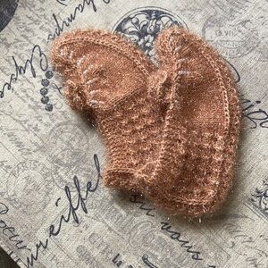 Adorable hand made mohair pearl slippers
